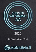 Suomen Vahvimmat AA 2020 sertifikaatti